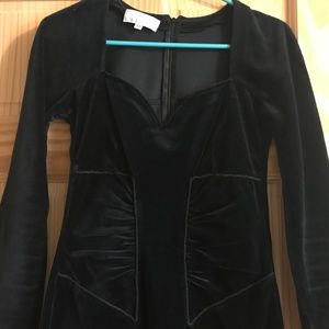 navy velvet midi dress